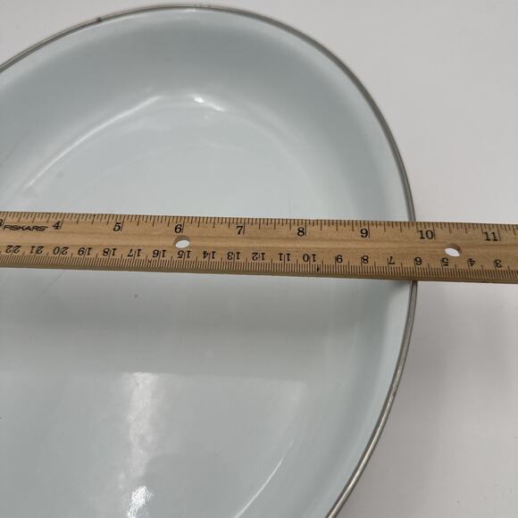 Retro MCM Enamel Ware Oval Open Roasting Pan With Flowers Design - Picture 9 of 11